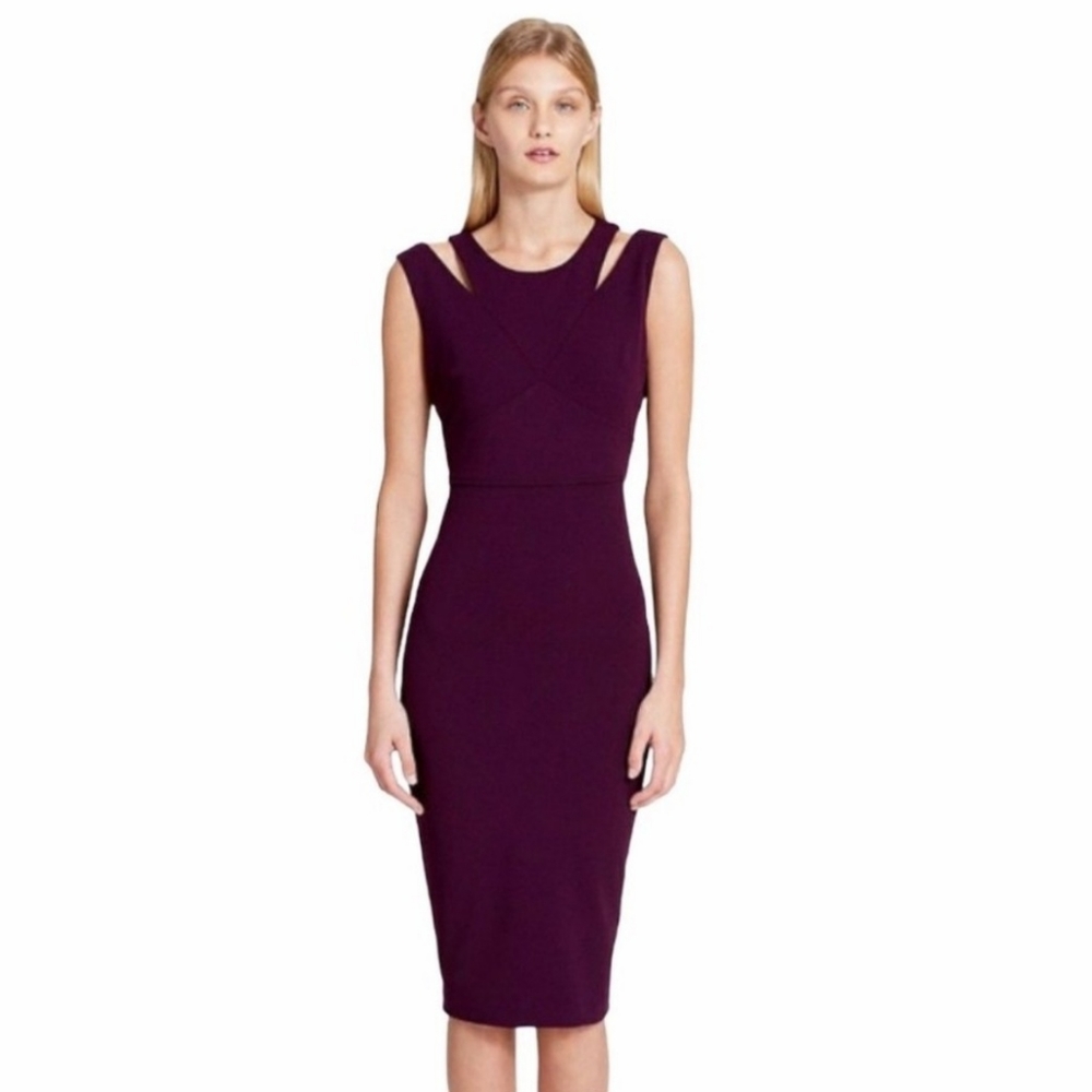 Calvin Klein Cut Out Sheath Dress in Plum